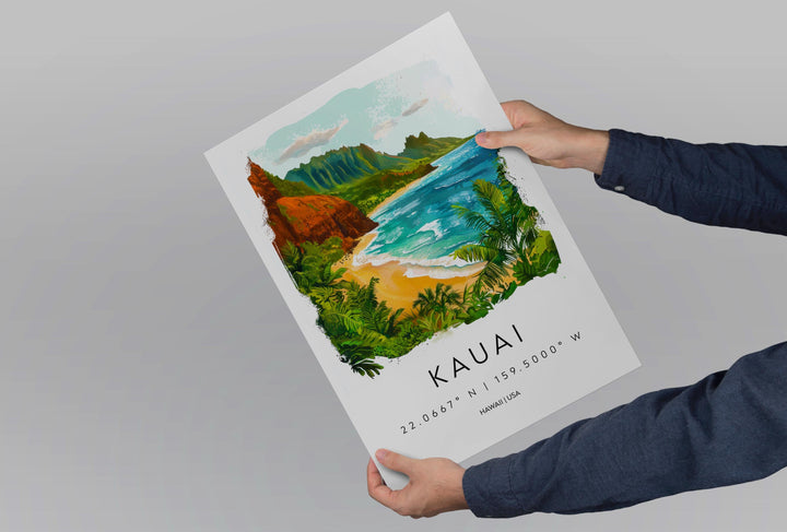 Kauai Watercolor Poster Wall Art Kauai Wall Hanging Home Décor Kauai Gift Art Lovers Hawaii Wall Art