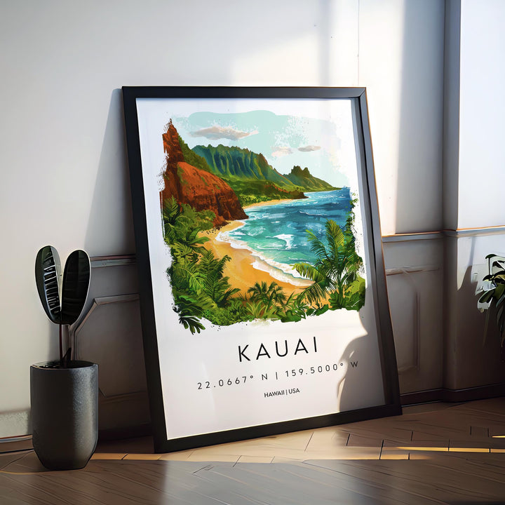 Kauai Watercolor Poster Wall Art Kauai Wall Hanging Home Décor Kauai Gift Art Lovers Hawaii Wall Art
