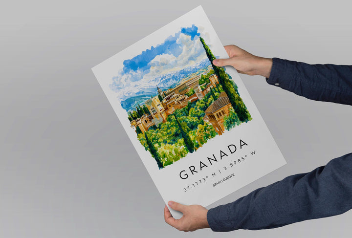 Granada Watercolor Poster Wall Art Granada Wall Hanging Home Décor Granada Gift Art Lovers Spain Wall Art