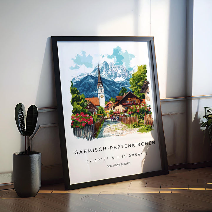 Garmisch-Partenkirchen Watercolor Poster Wall Art Garmisch-Partenkirchen Wall Hanging Home Décor Garmisch-Partenkirchen Gift Art Lovers