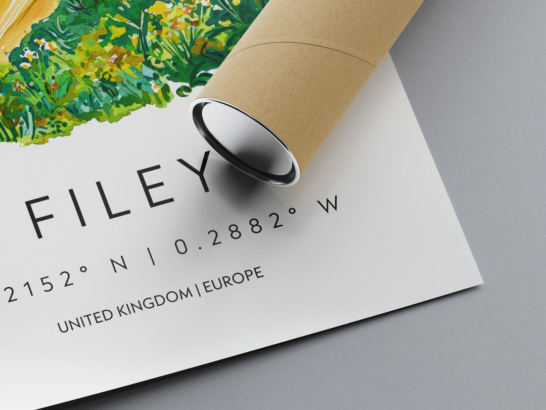 Filey Watercolor Poster Wall Art Filey Wall Hanging Home Décor Filey Gift Art Lovers United Kingdom Wall Art