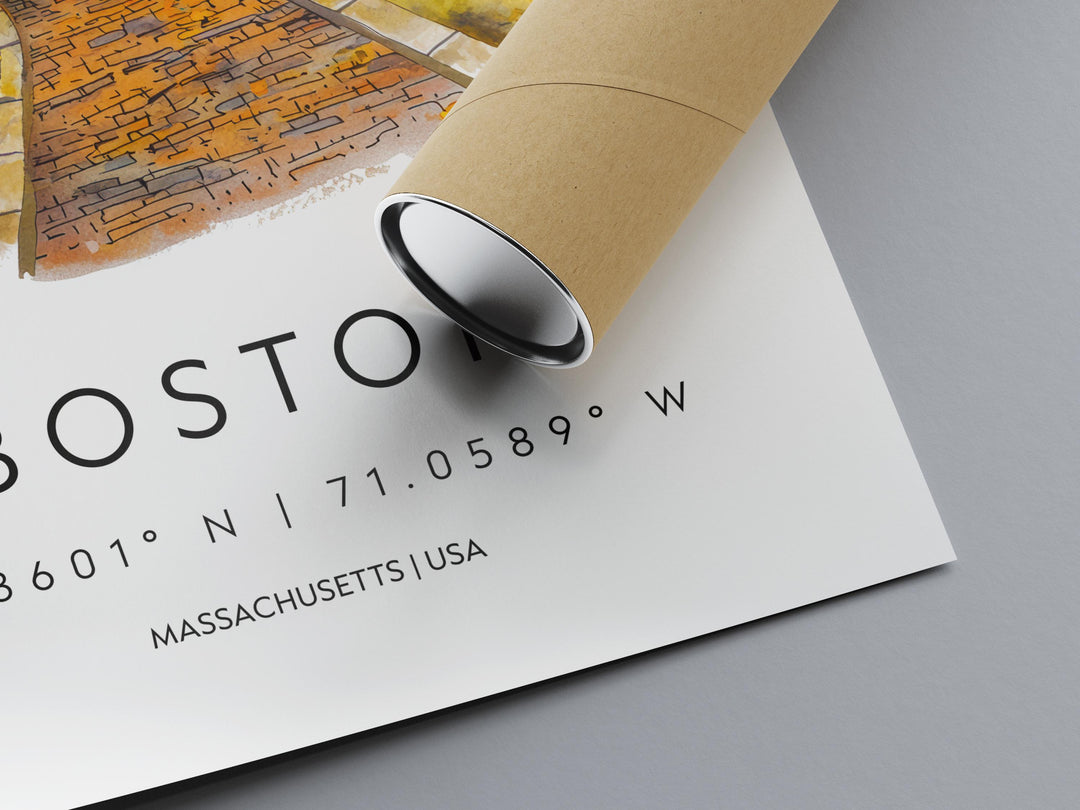 Boston Watercolor Poster Wall Art Boston Wall Hanging Home Décor Boston Gift Art Lovers United States Wall Art