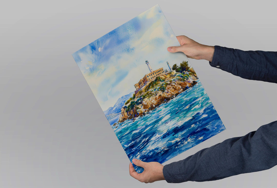 Alcatraz Island watercolor poster Wall Art Alcatraz Island Wall Hanging Home Décor Alcatraz Island Gift Art Lovers California Art Lover Gift