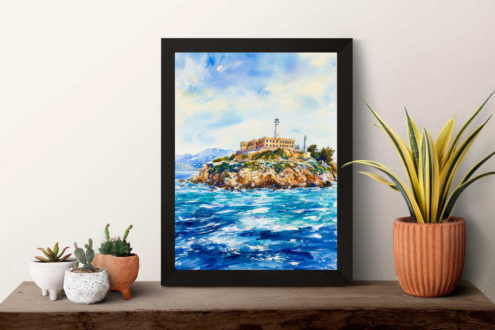 Alcatraz Island watercolor poster Wall Art Alcatraz Island Wall Hanging Home Décor Alcatraz Island Gift Art Lovers California Art Lover Gift