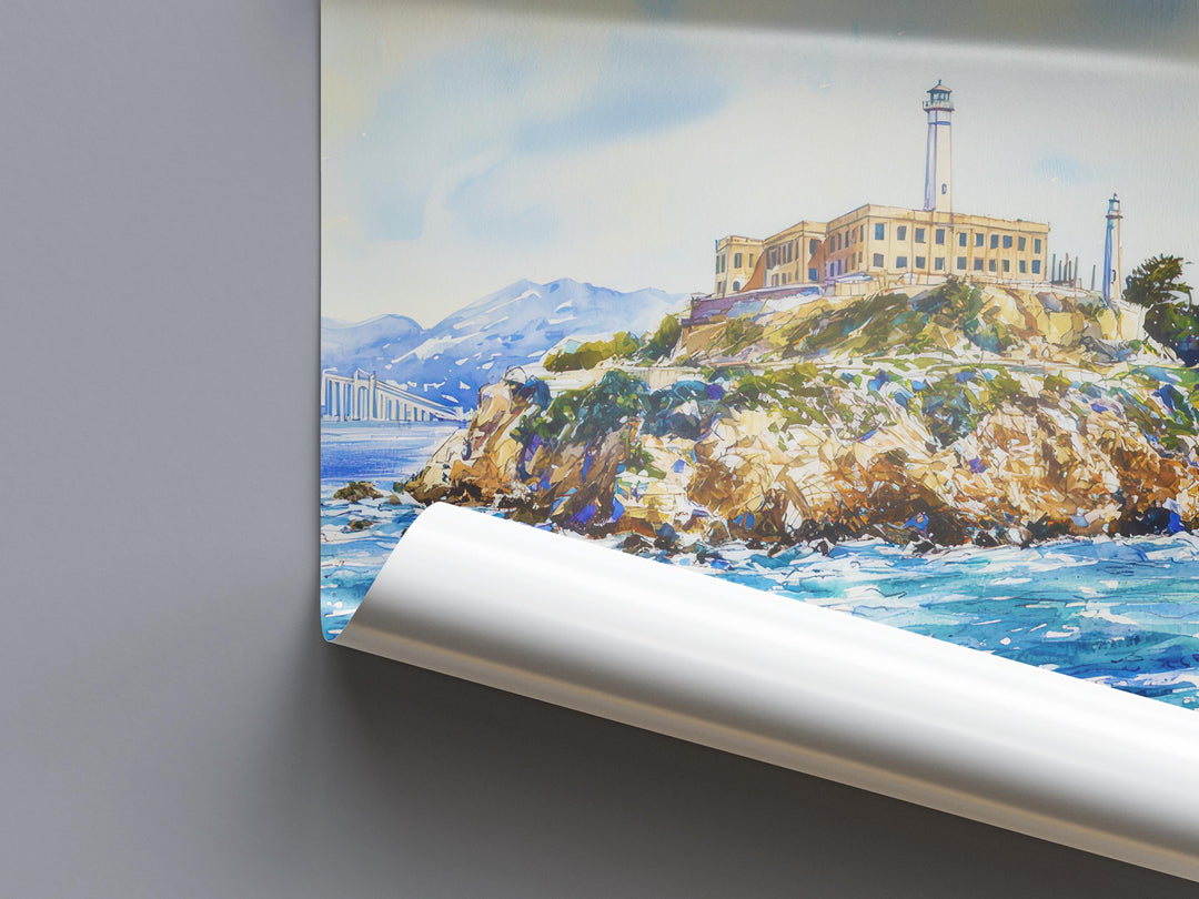 Alcatraz Island watercolor poster Wall Art Alcatraz Island Wall Hanging Home Décor Alcatraz Island Gift Art Lovers California Art Lover Gift