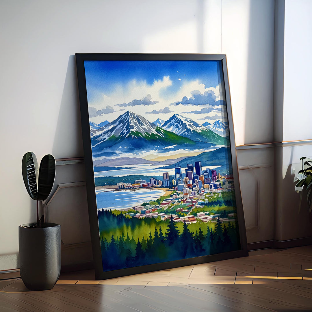 Anchorage watercolor poster Wall Art Anchorage Wall Hanging Home Décor Anchorage Gift Art Lovers Alaska Art Lover Gift Alaska wall art