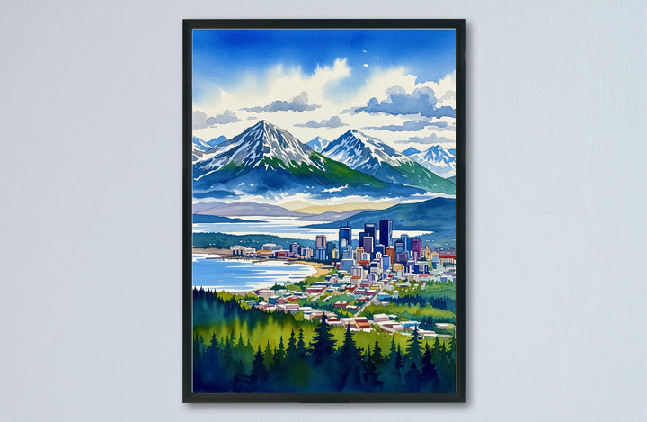Anchorage watercolor poster Wall Art Anchorage Wall Hanging Home Décor Anchorage Gift Art Lovers Alaska Art Lover Gift Alaska wall art