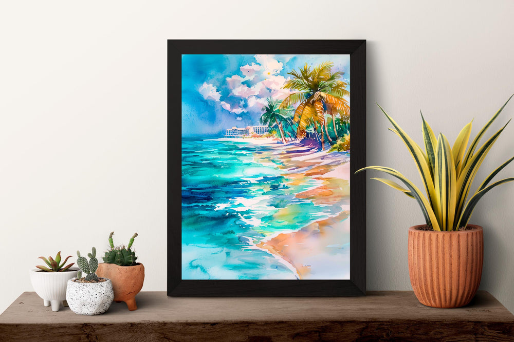 Cancun watercolor poster Wall Art Cancun Wall Hanging Home Décor Cancun Gift Art Lovers Mexico Art Lover Gift Mexico wall art