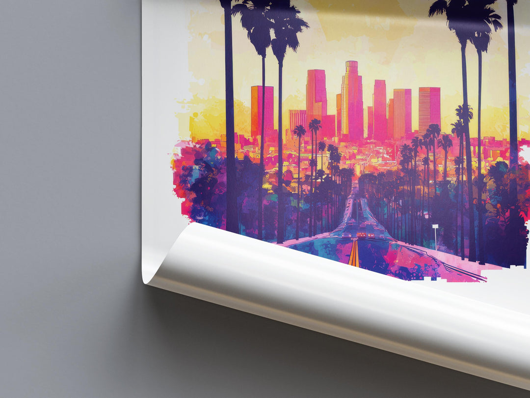 Los Angeles Watercolor Poster Wall Art Los Angeles Wall Hanging Home Décor Los Angeles Gift Art Lovers United States Wall Art