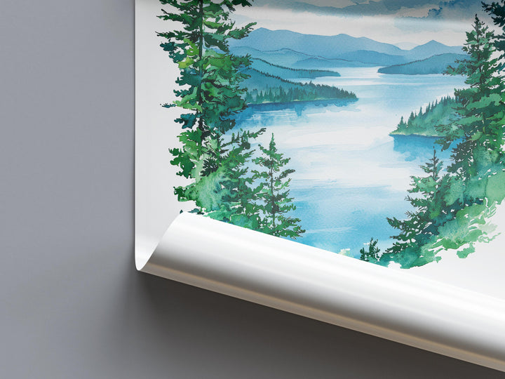 Lake George Watercolor Poster Wall Art Lake George Wall Hanging Home Décor Lake George Gift Art Lovers United States Wall Art