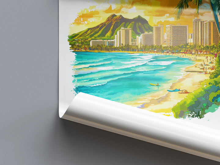 Honolulu Watercolor Poster Wall Art Honolulu Wall Hanging Home Décor Honolulu Gift Art Lovers United States Wall Art