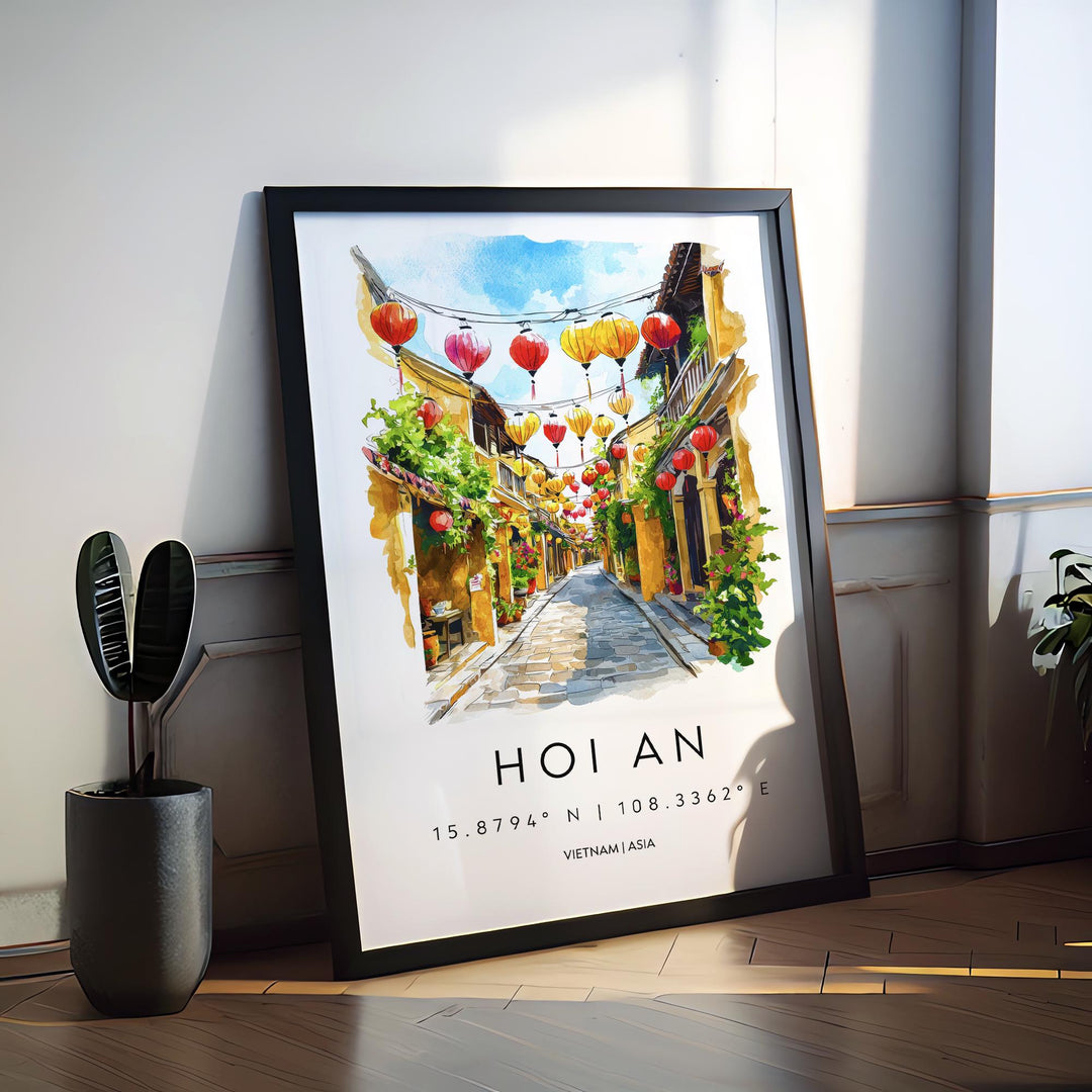 Hoi An Watercolor Poster Wall Art Hoi An Wall Hanging Home Décor Hoi An Gift Art Lovers Vietnam Wall Art