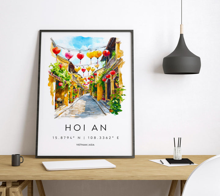 Hoi An Watercolor Poster Wall Art Hoi An Wall Hanging Home Décor Hoi An Gift Art Lovers Vietnam Wall Art