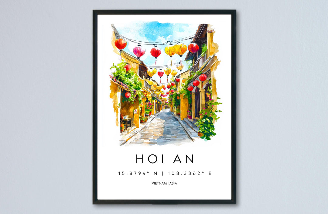 Hoi An Watercolor Poster Wall Art Hoi An Wall Hanging Home Décor Hoi An Gift Art Lovers Vietnam Wall Art
