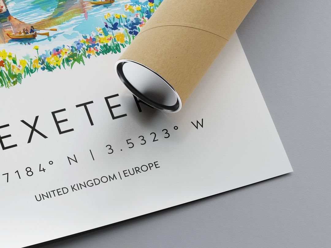 Exeter Watercolor Poster Wall Art Exeter Wall Hanging Home Décor Exeter Gift Art Lovers United Kingdom Wall Art