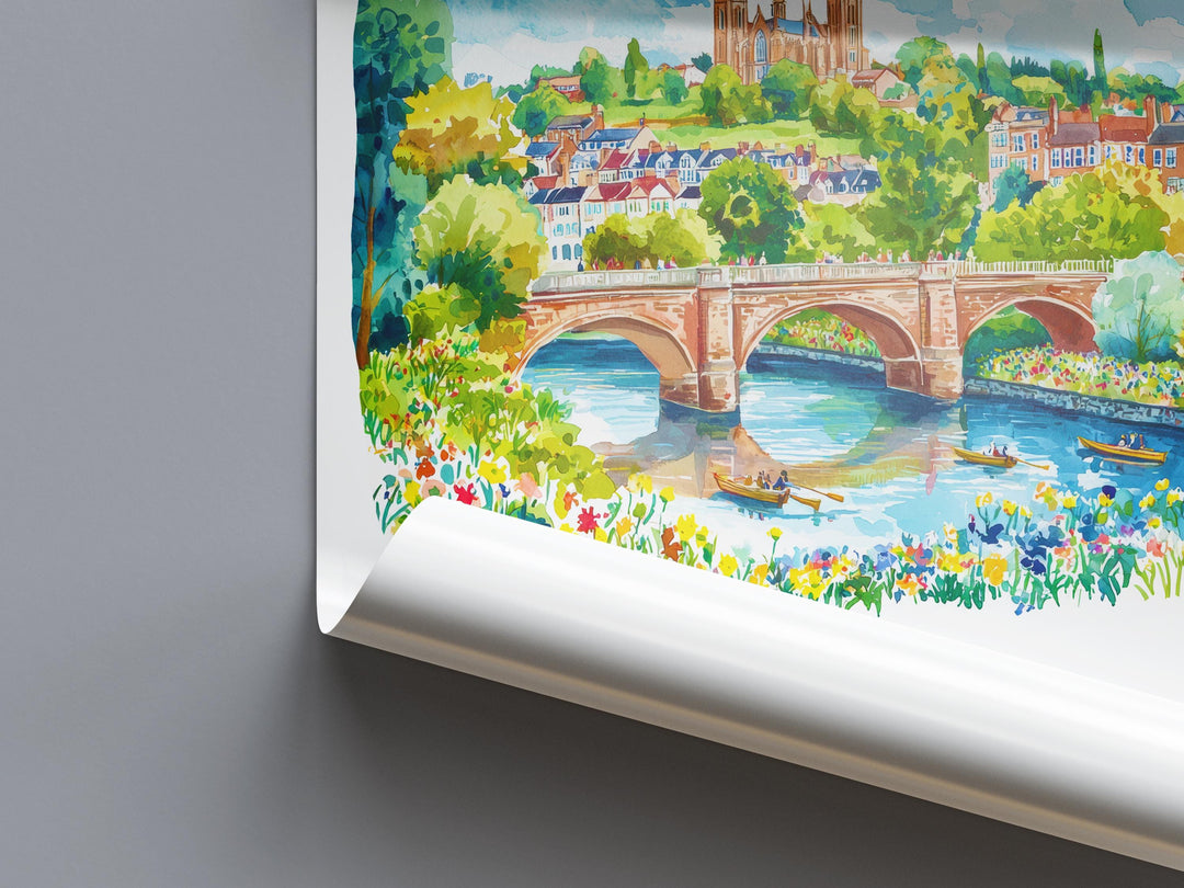 Exeter Watercolor Poster Wall Art Exeter Wall Hanging Home Décor Exeter Gift Art Lovers United Kingdom Wall Art