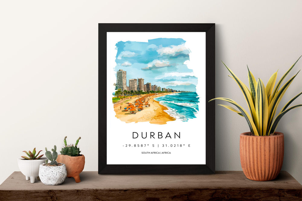 Durban Watercolor Poster Wall Art Durban Wall Hanging Home Décor Durban Gift Art Lovers South Africa Wall Art