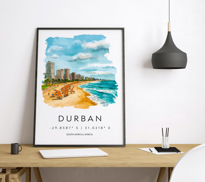 Durban Watercolor Poster Wall Art Durban Wall Hanging Home Décor Durban Gift Art Lovers South Africa Wall Art
