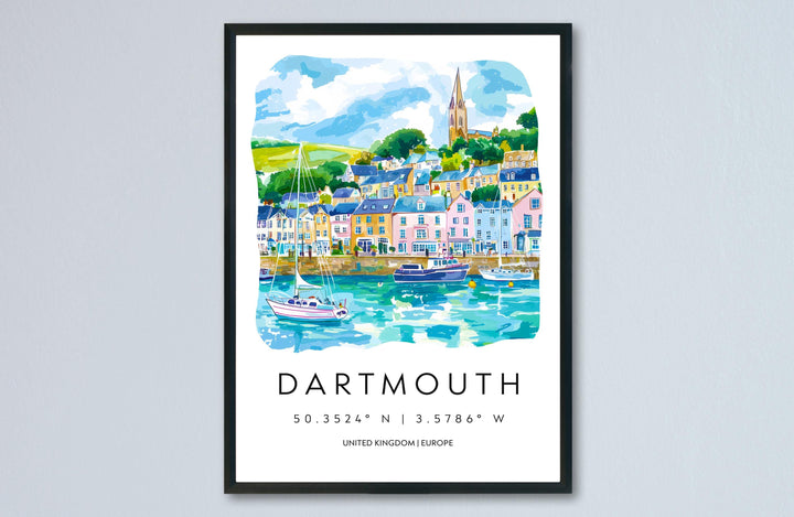 Dartmouth Watercolor Poster Wall Art Dartmouth Wall Hanging Home Décor Dartmouth Gift Art Lovers United Kingdom Wall Art