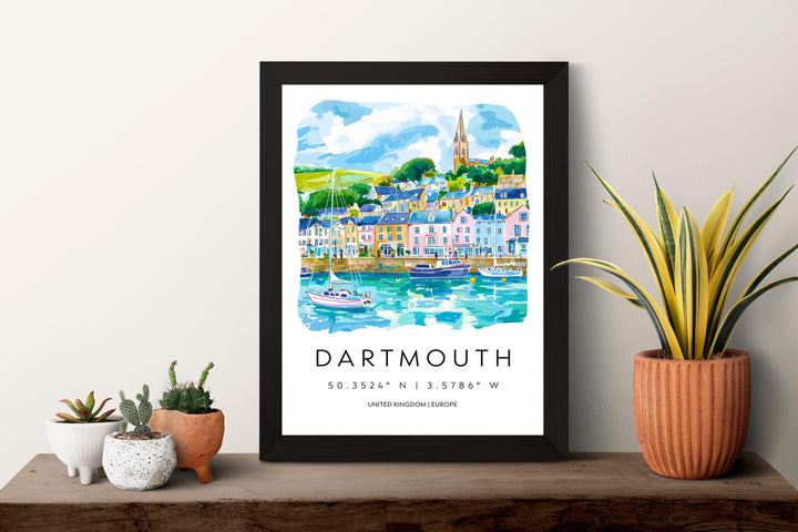 Dartmouth Watercolor Poster Wall Art Dartmouth Wall Hanging Home Décor Dartmouth Gift Art Lovers United Kingdom Wall Art