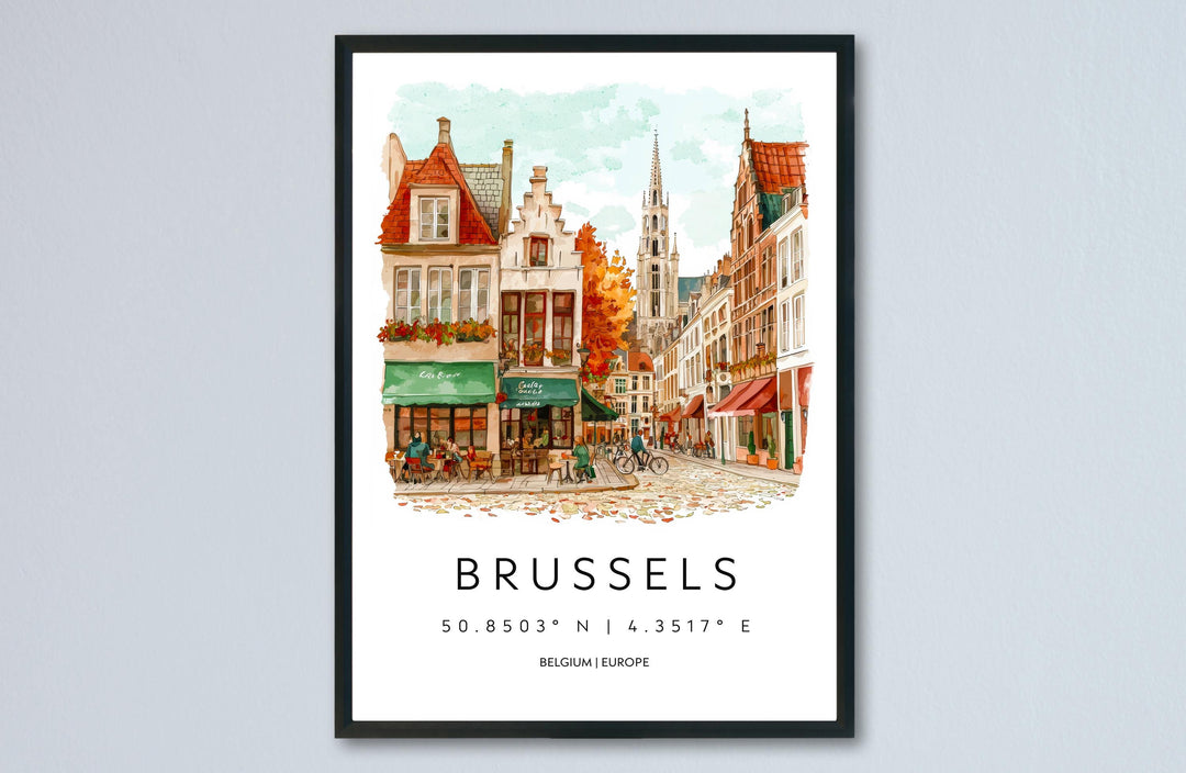 Brussels Watercolor Poster Wall Art Brussels Wall Hanging Home Décor Brussels Gift Art Lovers Belgium Wall Art