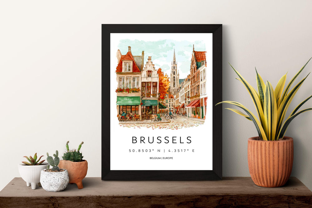 Brussels Watercolor Poster Wall Art Brussels Wall Hanging Home Décor Brussels Gift Art Lovers Belgium Wall Art
