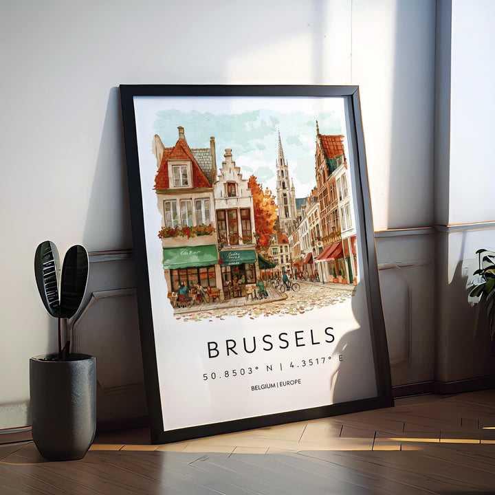 Brussels Watercolor Poster Wall Art Brussels Wall Hanging Home Décor Brussels Gift Art Lovers Belgium Wall Art