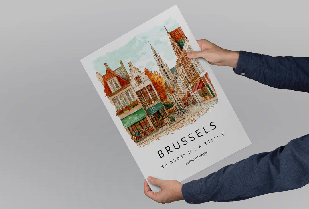 Brussels Watercolor Poster Wall Art Brussels Wall Hanging Home Décor Brussels Gift Art Lovers Belgium Wall Art