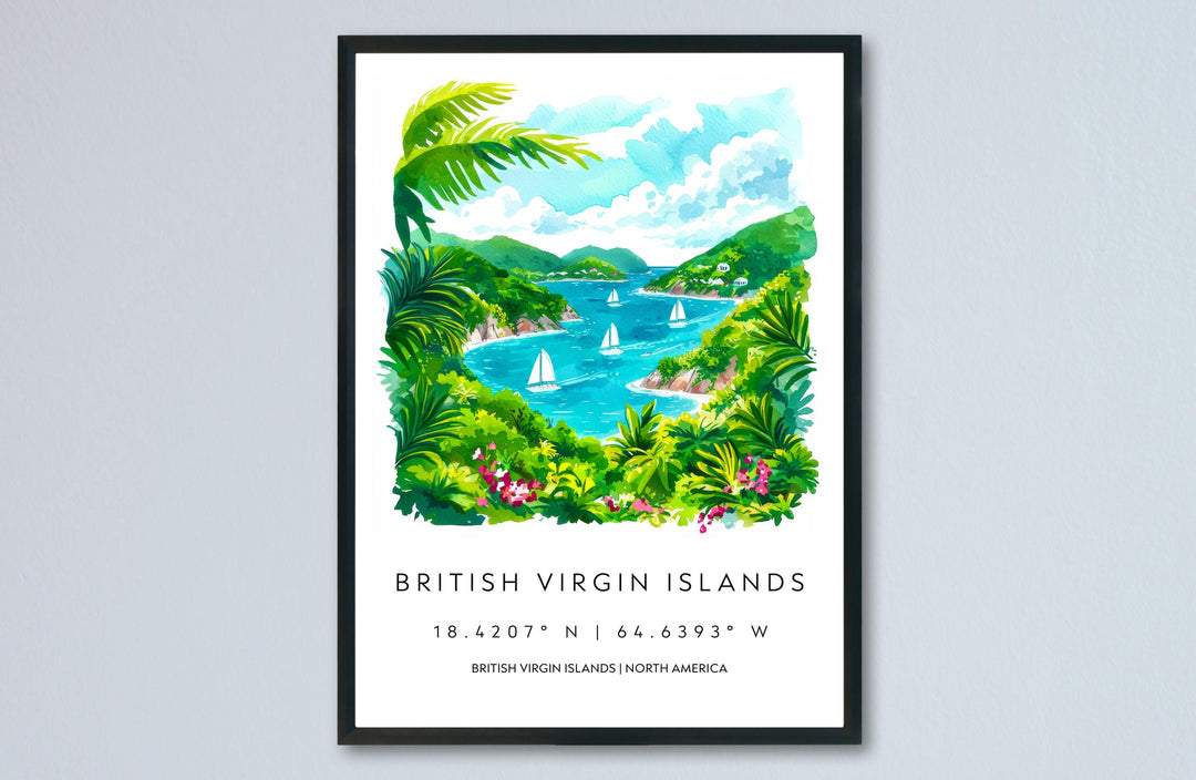 British Virgin Islands Watercolor Poster Wall Art British Virgin Islands Wall Hanging Home Décor British Virgin Islands Gift Art Lovers