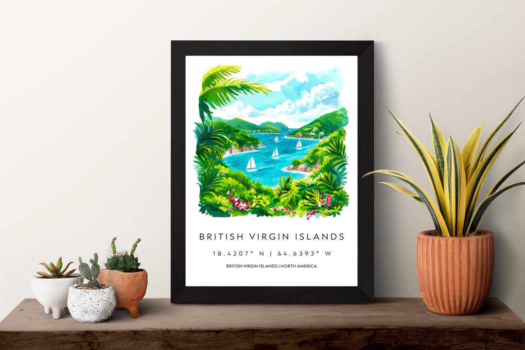 British Virgin Islands Watercolor Poster Wall Art British Virgin Islands Wall Hanging Home Décor British Virgin Islands Gift Art Lovers