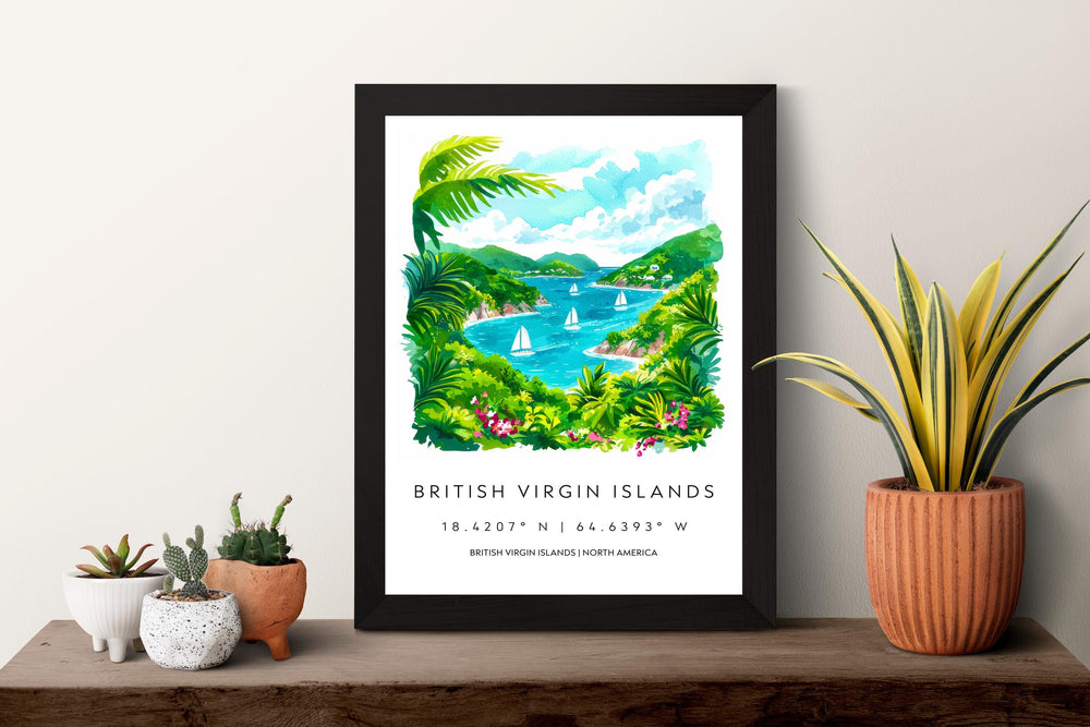 British Virgin Islands Watercolor Poster Wall Art British Virgin Islands Wall Hanging Home Décor British Virgin Islands Gift Art Lovers