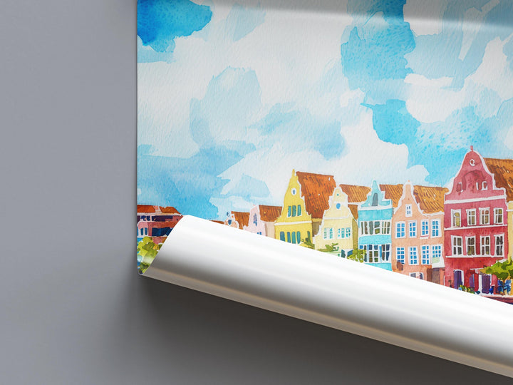 Curaçao watercolor poster Wall Art Curaçao Wall Hanging Home Décor Curaçao Gift Art Lovers Dutch Caribbean Art Lover Gift Dutch Caribbean