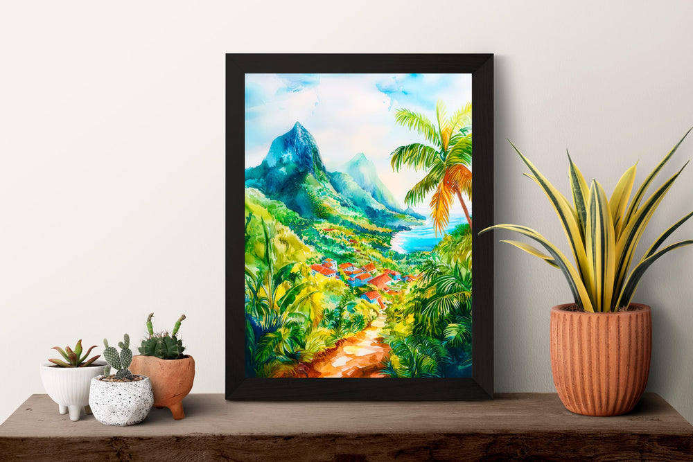 Guadeloupe watercolor poster Wall Art Guadeloupe Wall Hanging Home Décor Guadeloupe Gift Art Lovers France Art Lover Gift Guadeloupe art