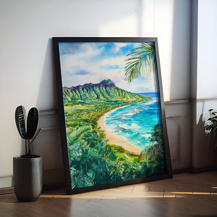 Diamond Head watercolor poster Wall Art Diamond Head Wall Hanging Home Décor Diamond Head Gift Art Lovers Hawaii Art Lover Gift Hawaii Art