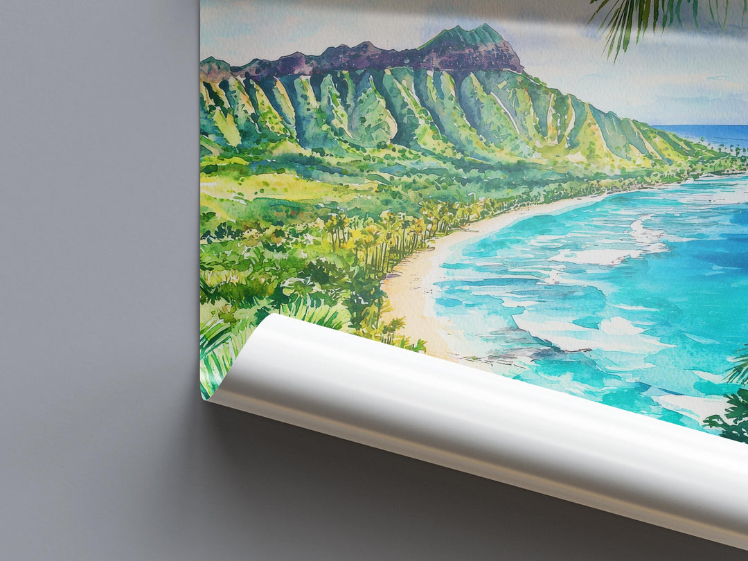 Diamond Head watercolor poster Wall Art Diamond Head Wall Hanging Home Décor Diamond Head Gift Art Lovers Hawaii Art Lover Gift Hawaii Art