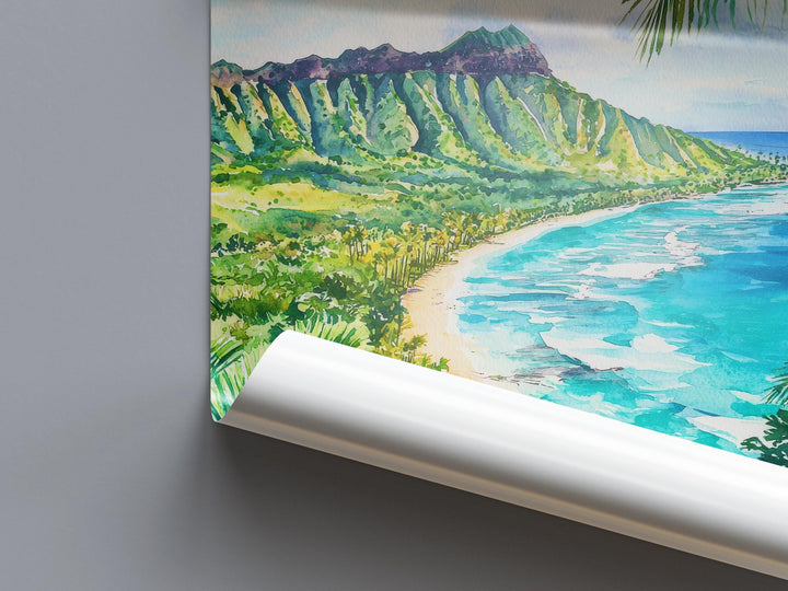Diamond Head watercolor poster Wall Art Diamond Head Wall Hanging Home Décor Diamond Head Gift Art Lovers Hawaii Art Lover Gift Hawaii Art