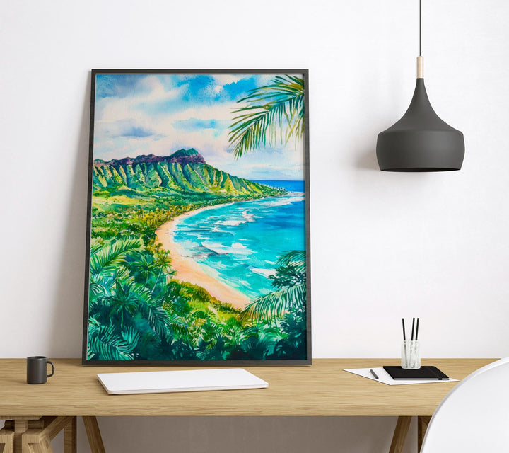 Diamond Head watercolor poster Wall Art Diamond Head Wall Hanging Home Décor Diamond Head Gift Art Lovers Hawaii Art Lover Gift Hawaii Art