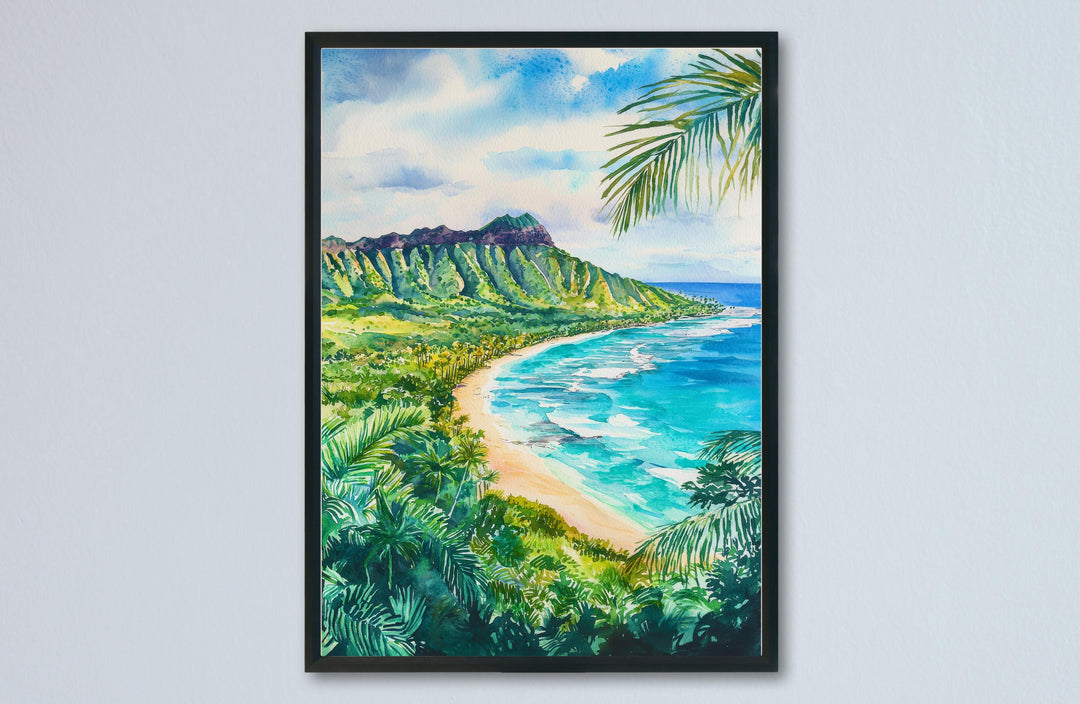 Diamond Head watercolor poster Wall Art Diamond Head Wall Hanging Home Décor Diamond Head Gift Art Lovers Hawaii Art Lover Gift Hawaii Art