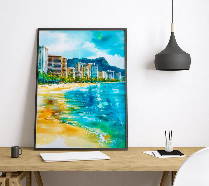 Honolulu watercolor poster Wall Art Honolulu Wall Hanging Home Décor Honolulu Gift Art Lovers Hawaii Art Lover Gift Hawaii wall art