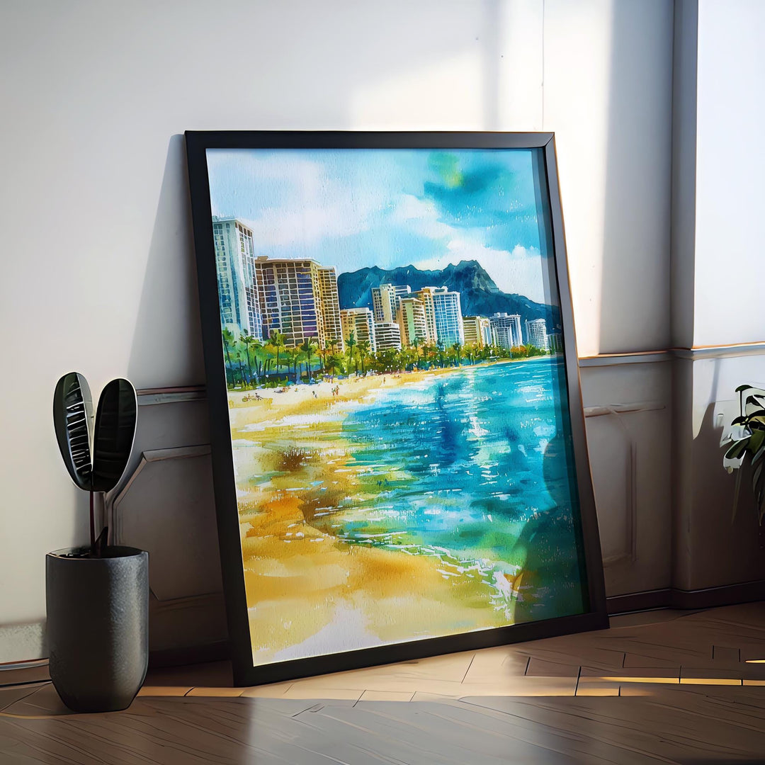 Honolulu watercolor poster Wall Art Honolulu Wall Hanging Home Décor Honolulu Gift Art Lovers Hawaii Art Lover Gift Hawaii wall art