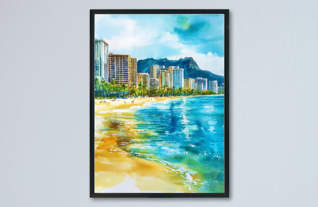 Honolulu watercolor poster Wall Art Honolulu Wall Hanging Home Décor Honolulu Gift Art Lovers Hawaii Art Lover Gift Hawaii wall art