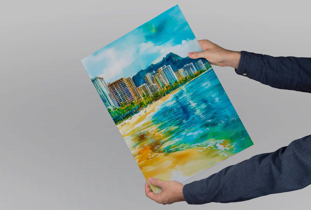 Honolulu watercolor poster Wall Art Honolulu Wall Hanging Home Décor Honolulu Gift Art Lovers Hawaii Art Lover Gift Hawaii wall art
