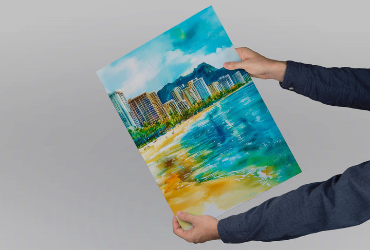 Honolulu watercolor poster Wall Art Honolulu Wall Hanging Home Décor Honolulu Gift Art Lovers Hawaii Art Lover Gift Hawaii wall art