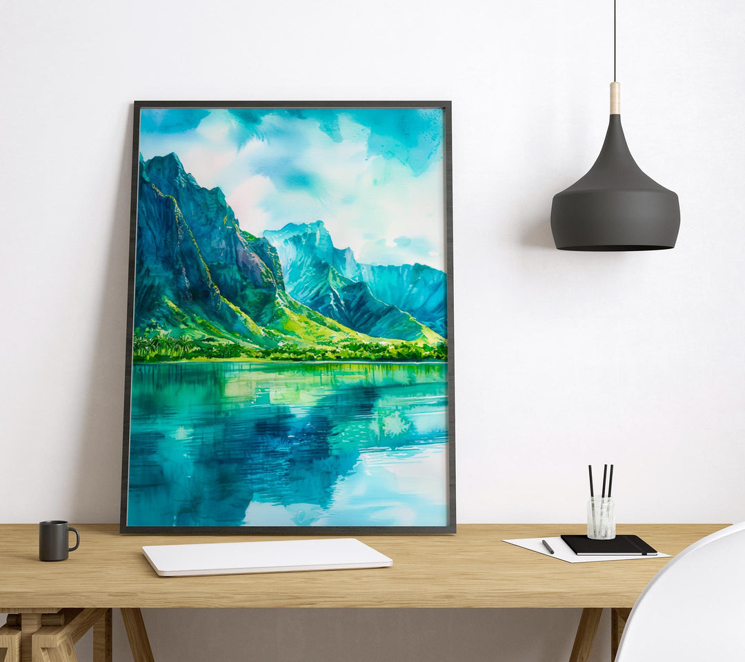 Kualoa Ranch watercolor poster Wall Art Kualoa Ranch Wall Hanging Home Décor Kualoa Ranch Gift Art Lovers Hawaii Art Lover Gift Hawaii Art