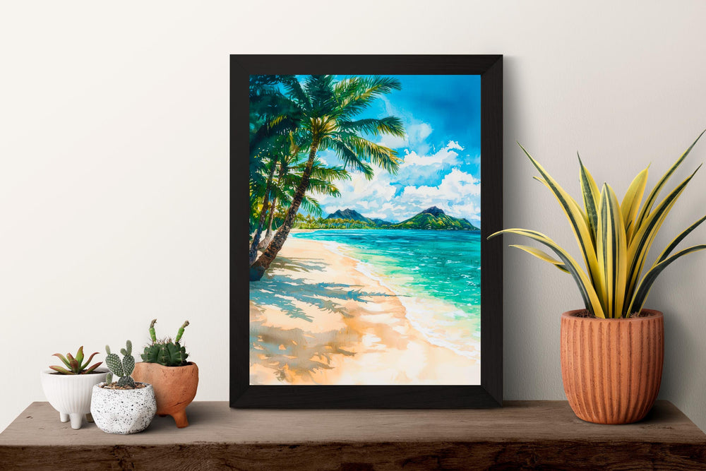 Lanikai Beach watercolor poster Wall Art Lanikai Beach Wall Hanging Home Décor Lanikai Beach Gift Art Lovers Hawaii Art Lover Gift Hawaii