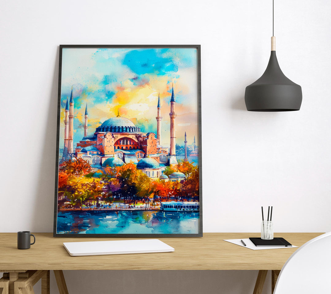 Istanbul Watercolor Poster Wall Art Istanbul Wall Hanging Home Décor Istanbul Gift Art Lovers Turkey Art Lover Gift
