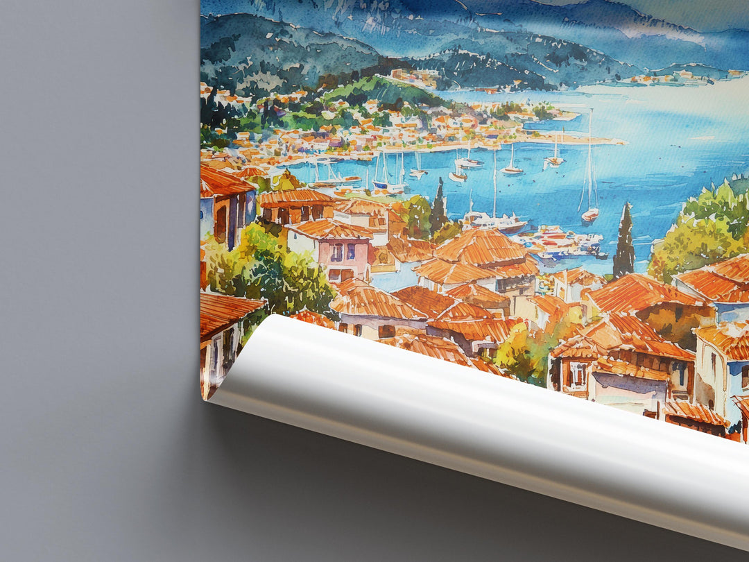 Fethiye Watercolor Poster Wall Art Fethiye Wall Hanging Home Décor Fethiye Gift Art Lovers Turkey Wall Art Fethiye Travel Poster Gift