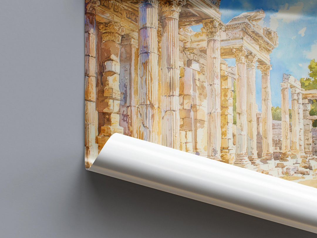 Ephesus Watercolor Poster Wall Art Ephesus Wall Hanging Home Décor Ephesus Gift Art Lovers Turkey Wall Art Ephesus Travel Poster Gift