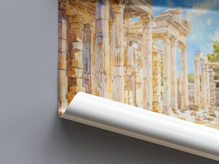Ephesus Watercolor Poster Wall Art Ephesus Wall Hanging Home Décor Ephesus Gift Art Lovers Turkey Wall Art Ephesus Travel Poster Gift