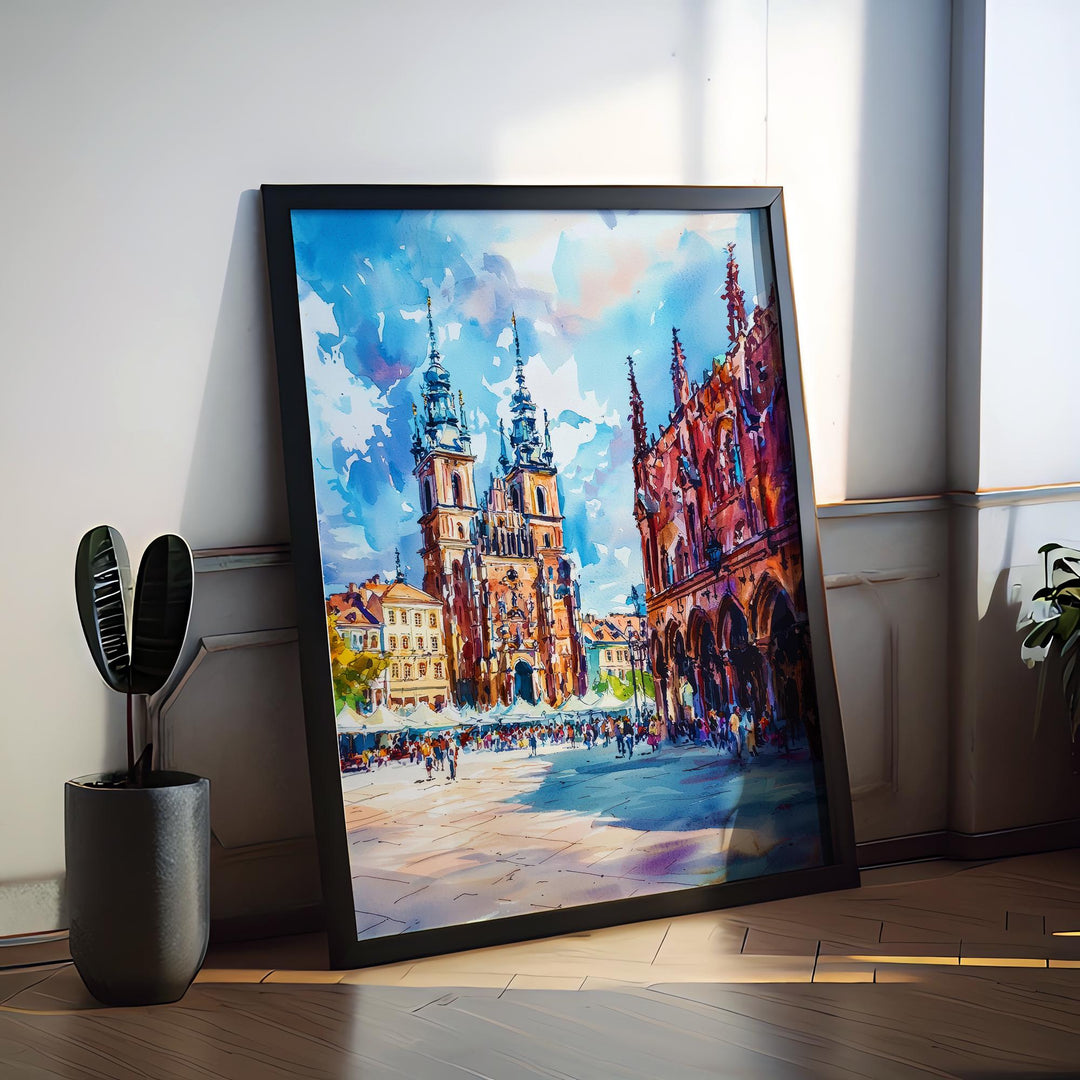 Krakow Watercolor Poster Wall Art Krakow Wall Hanging Home Décor Krakow Gift Art Lovers Poland Wall Art Krakow Travel Poster Gift